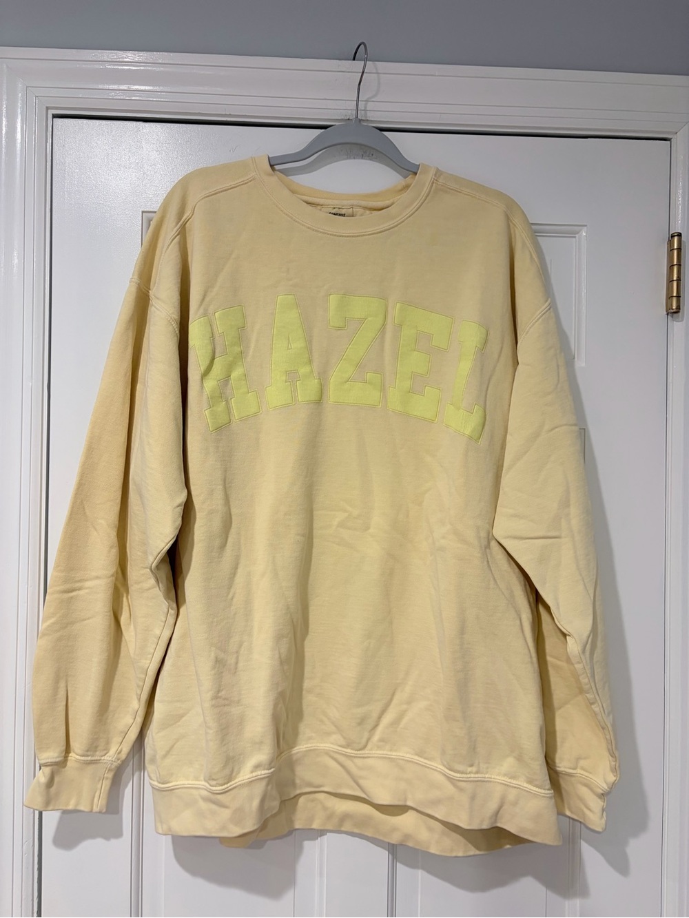 Hazel Crewneck Sweatshirt – Butter Yellow Oversized Pullover, Size 2XL